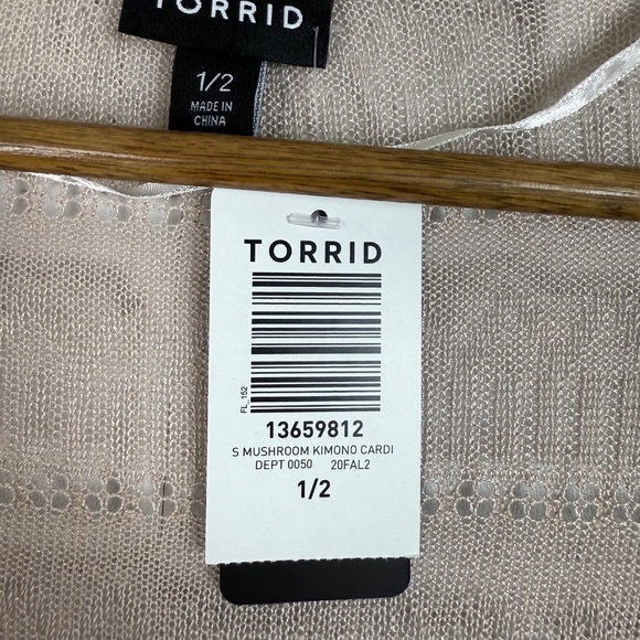 TORRID Mushroom Kimono Neutral Beige Open Knit Cardigan Sweater Womens 1x FLAW - Picture 4 of 7